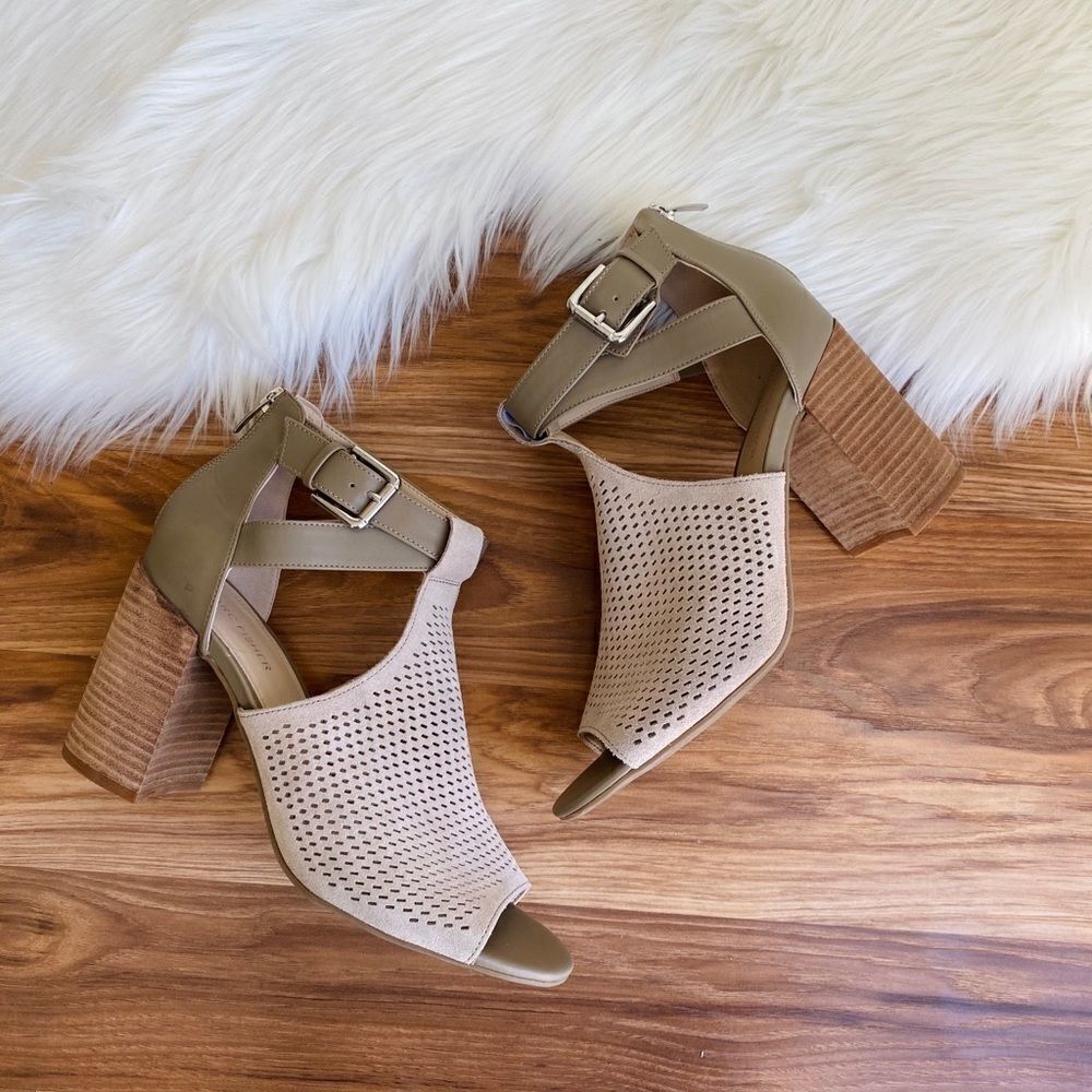 Marc Fisher Gabie Stacked Heel Open Toe Boots
